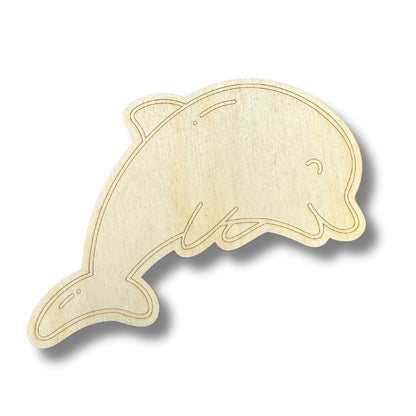 Unfinished Wood Etched Dolphin Shape | Paint By Line Crafts | up to 30" DIY
