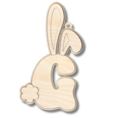Unfinished Wood Layered Letter Bunny Tags| A-Z | 4 Piece | 6" Tall | 1/8" Wood | Wood Craft DIY