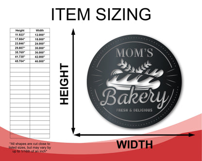Custom Metal Bakery Wall Art | Indoor Outdoor | Up to 46" | Over 20 Color Options