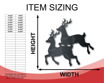 Custom Metal Santa and Reindeer Wall Art | Three Piece Set | Christmas | Indoor Outdoor | Up to 36" | Over 20 Color Options