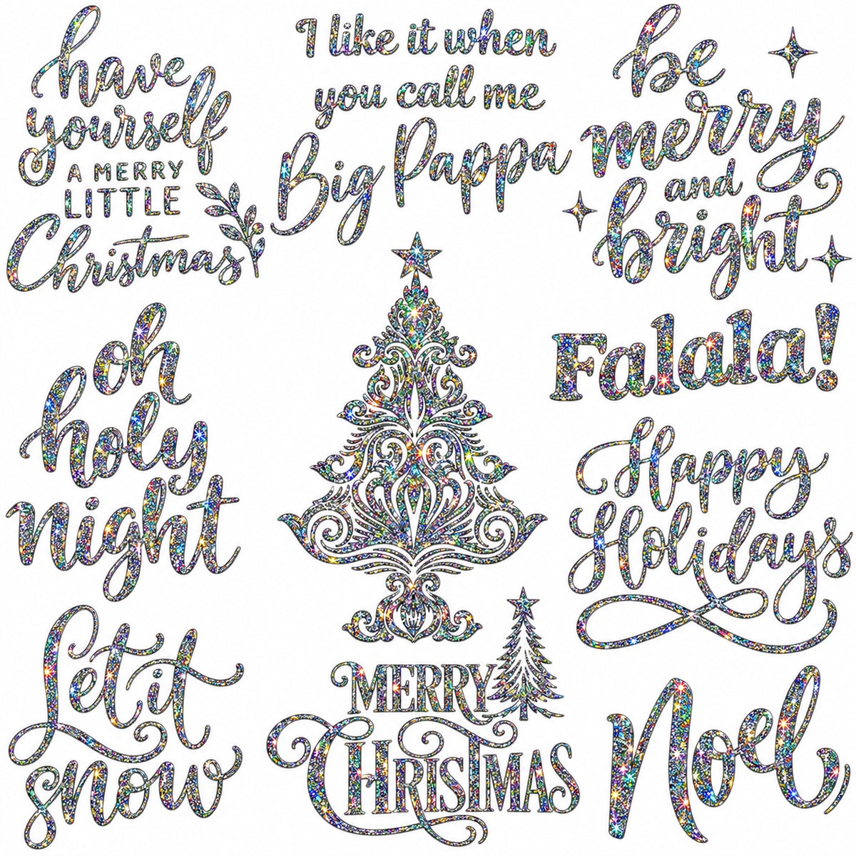 Silver Holographic Christmas Sayings