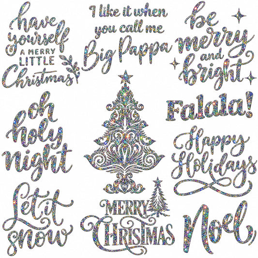 Silver Holographic Christmas Sayings