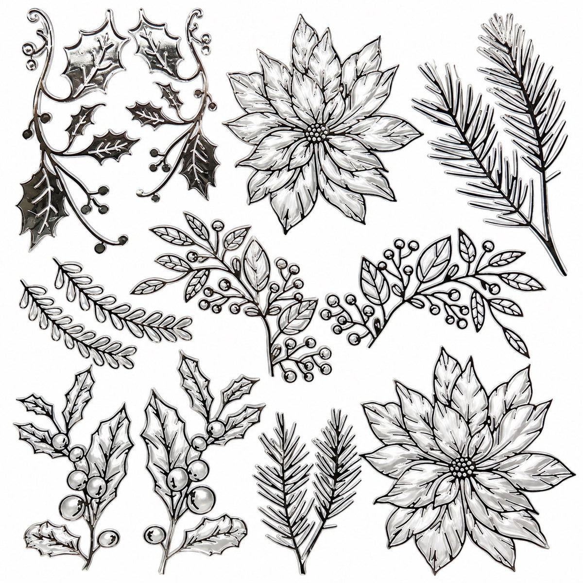 Silver Metallic Christmas Florals