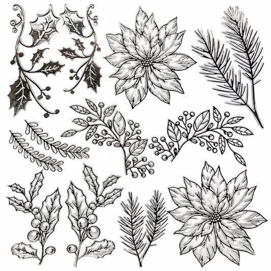 Silver Metallic Christmas Florals
