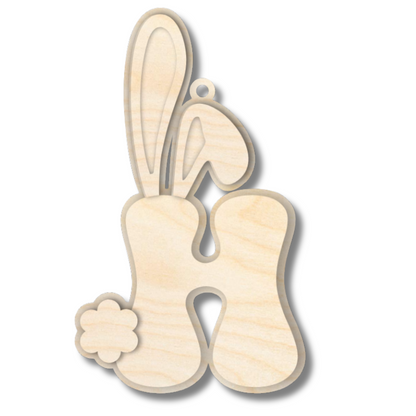 Unfinished Wood Layered Letter Bunny Tags| A-Z | 4 Piece | 6" Tall | 1/8" Wood | Wood Craft DIY