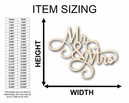 Mr. & Mrs. Sign Unfinished Wood Cutout Home Decor DIY Wedding