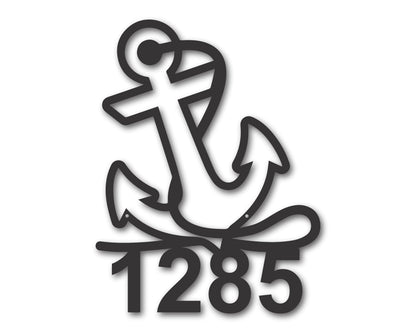 Custom Metal Anchor Address Sign | Metal Nautical House Sign | Indoor Outdoor | Up to 46" | Over 20 Color Options