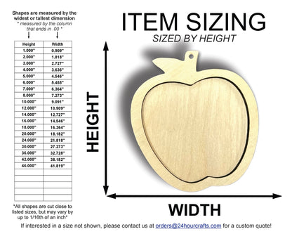 Unfinished Wood 2 Layer Apple Shadowbox Shape | DIY Craft Cutout | up to 46" DIY