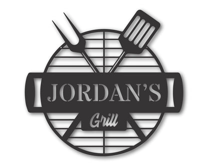 Custom Metal Backyard Grill Sign | Metal BBQ Sign with Name | 15 Color Options