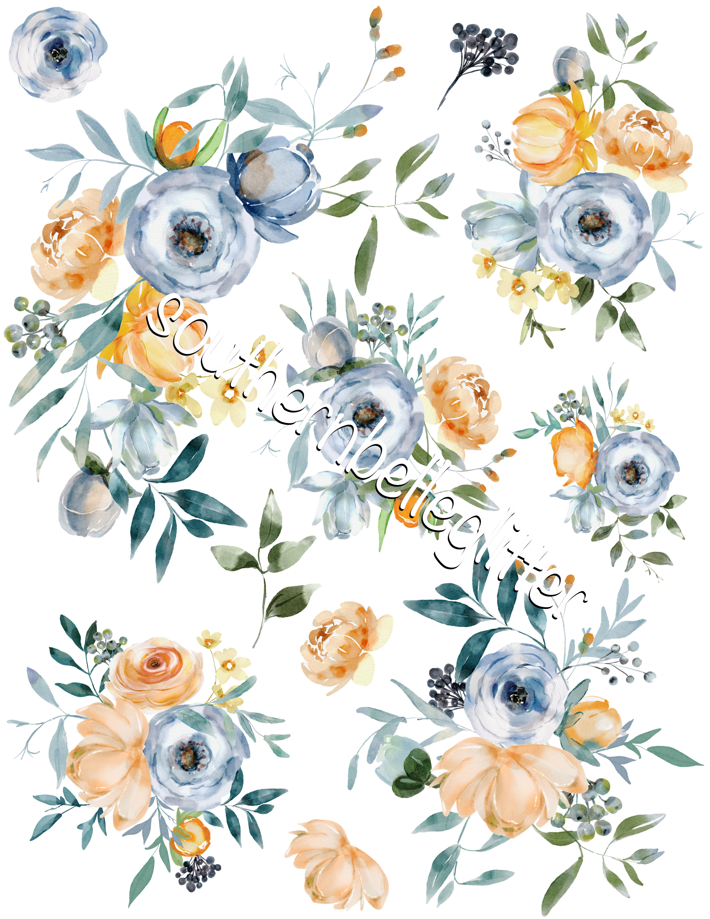 BBB Blue and Peach Floral
