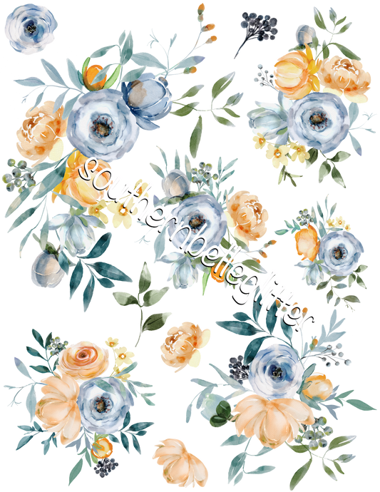 BBB Blue and Peach Floral