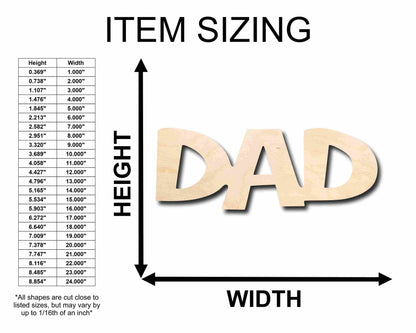 Dad Unfinished Wood Cutout DIY handmade Craft