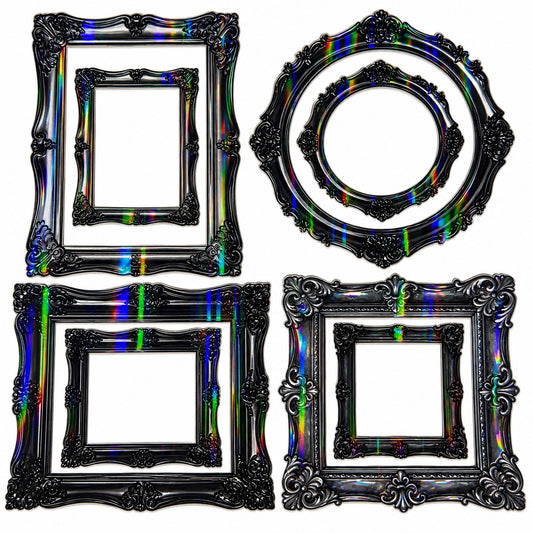 Black Holographic Ornate Frames