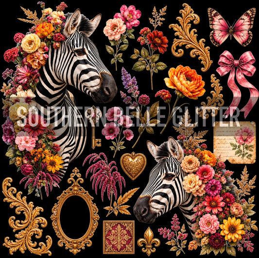 Zebra Vintage Floral