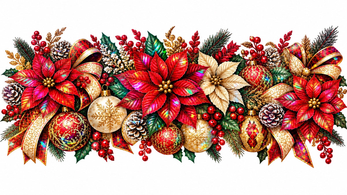 Christmas Poinsettia Garland 40oz wrap