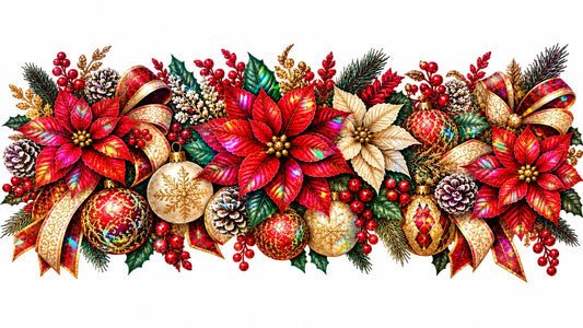 Christmas Poinsettia Garland 40oz wrap