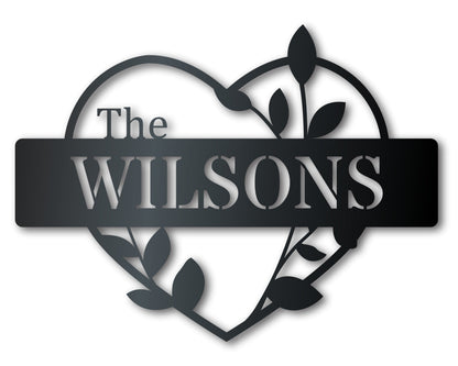 Custom Metal Family Leaf Heart Wall Art - Custom Metal Sign - 14 Color Options - Valentine's Day - Wedding - Anniversary - Housewarming