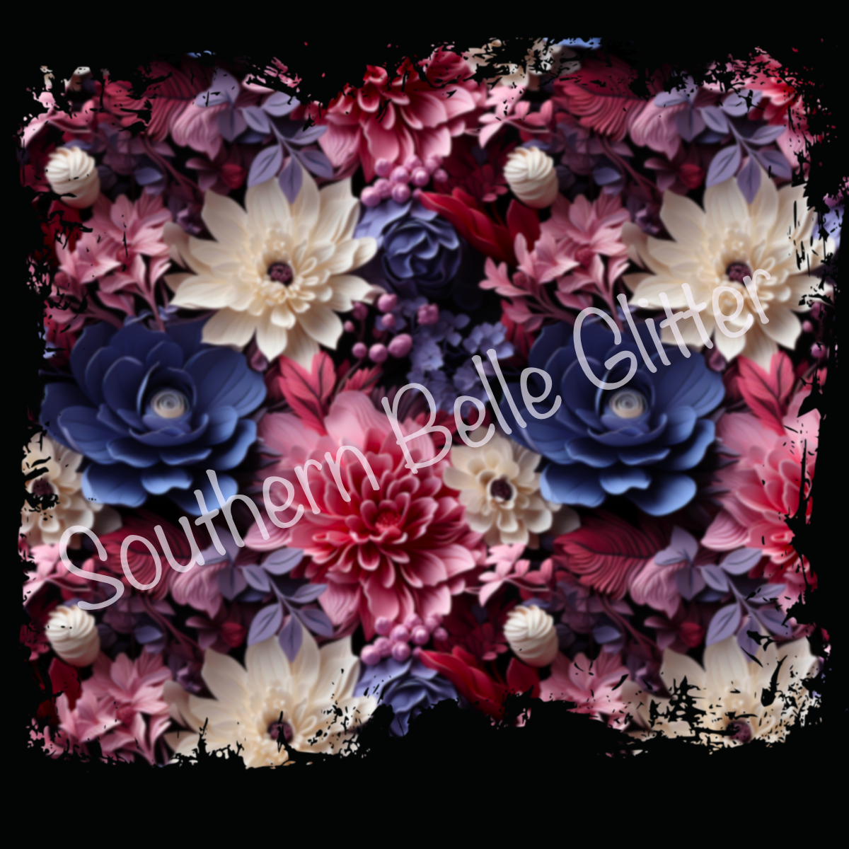 Blue,Pink & White floral background