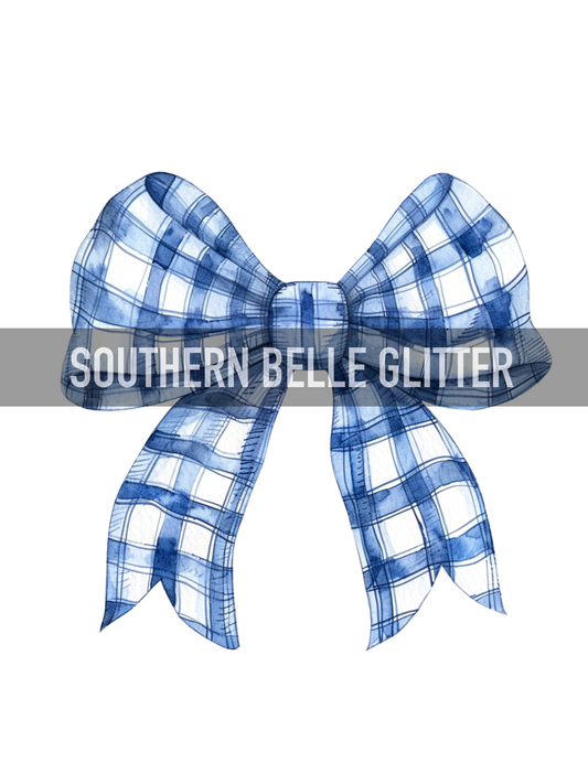 Victorian Blue Checkered Bow