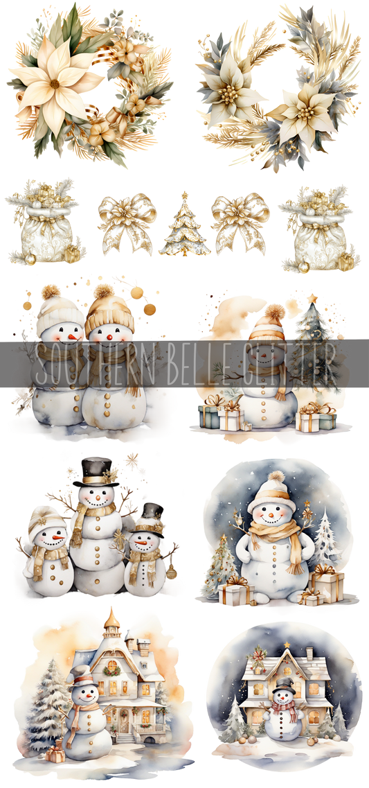 White/Gold Snowman