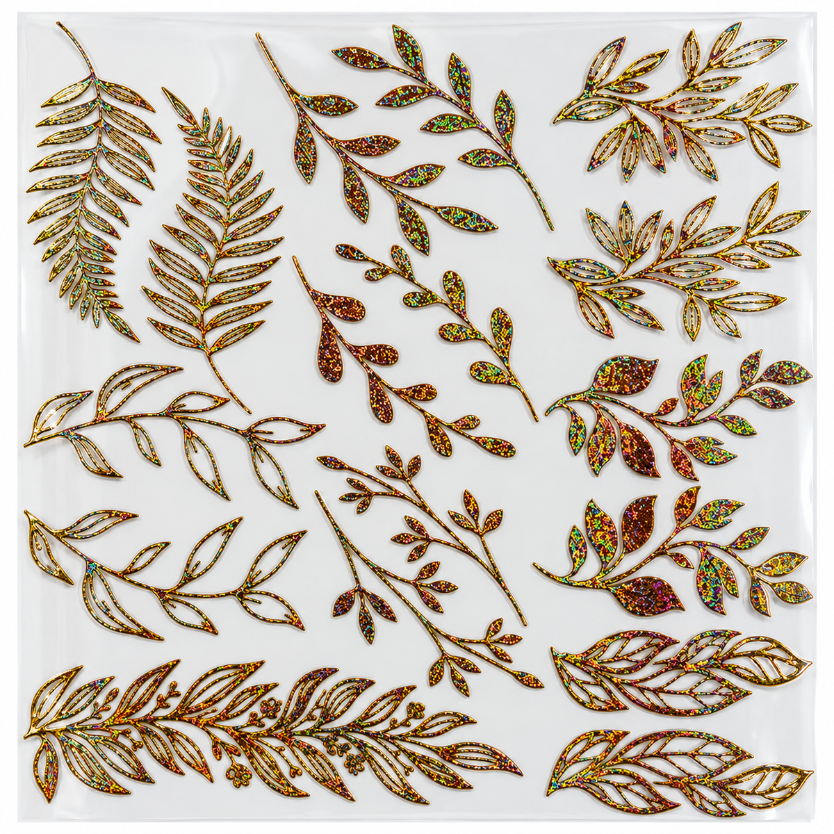 Gold Glitter Leaves