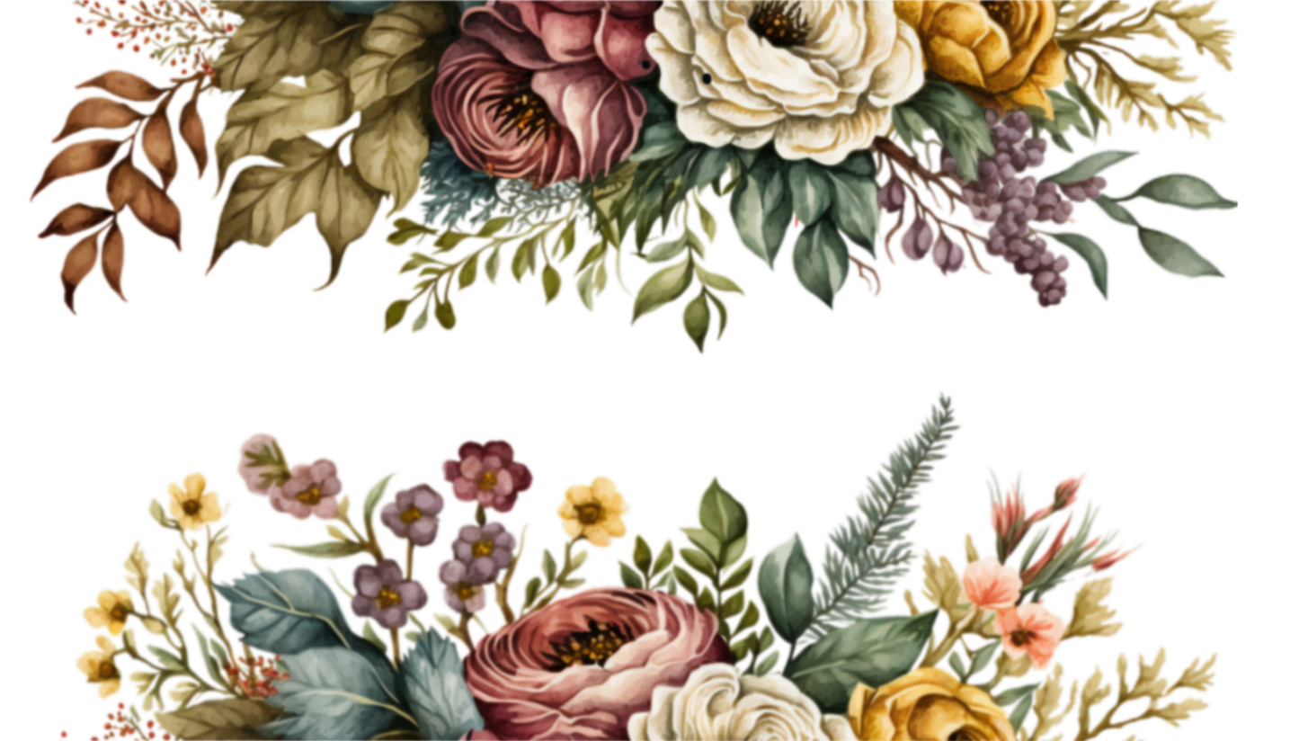 Upper and Lower Rim Floral Border