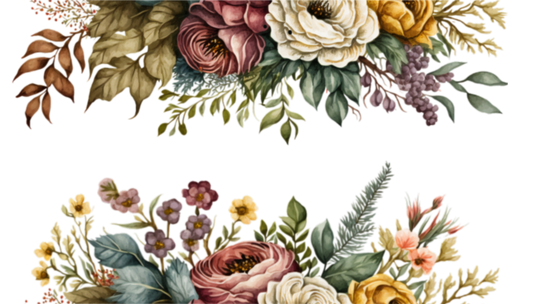 Upper and Lower Rim Floral Border