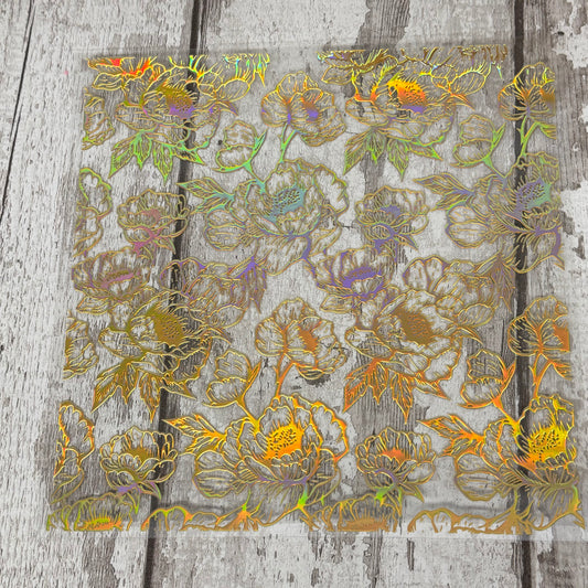 Holo Gold Midnight Peonies