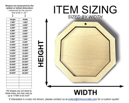 Unfinished Wood 2 Layer Octagon Shadowbox Shape | DIY Craft Cutout | up to 46" DIY