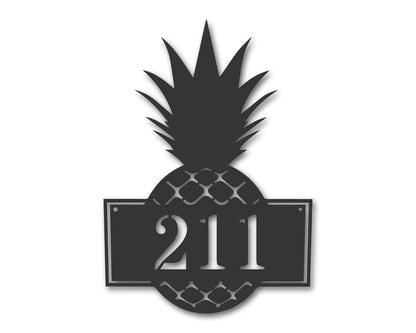 Metal Pineapple House Numbers Wall Art