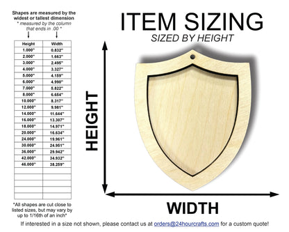 Unfinished Wood 2 Layer Shield Shadowbox Shape | DIY Craft Cutout | up to 46" DIY