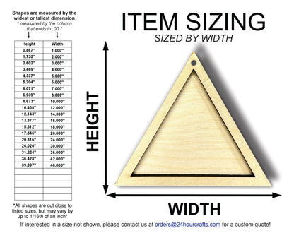 Unfinished Wood 2 Layer Triangle Shadowbox Shape | DIY Craft Cutout | up to 46" DIY