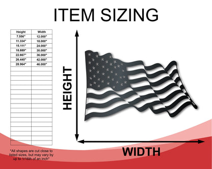 Metal American Flag Wall Art | Metal USA Sign | Indoor Outdoor | Up to 46" | Over 20 Color Options