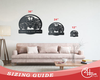 Custom Metal American Fitness Skull Wall Art | Metal Patriotic Gym Sign | Indoor Outdoor | Up to 46" | Over 20 Color Options