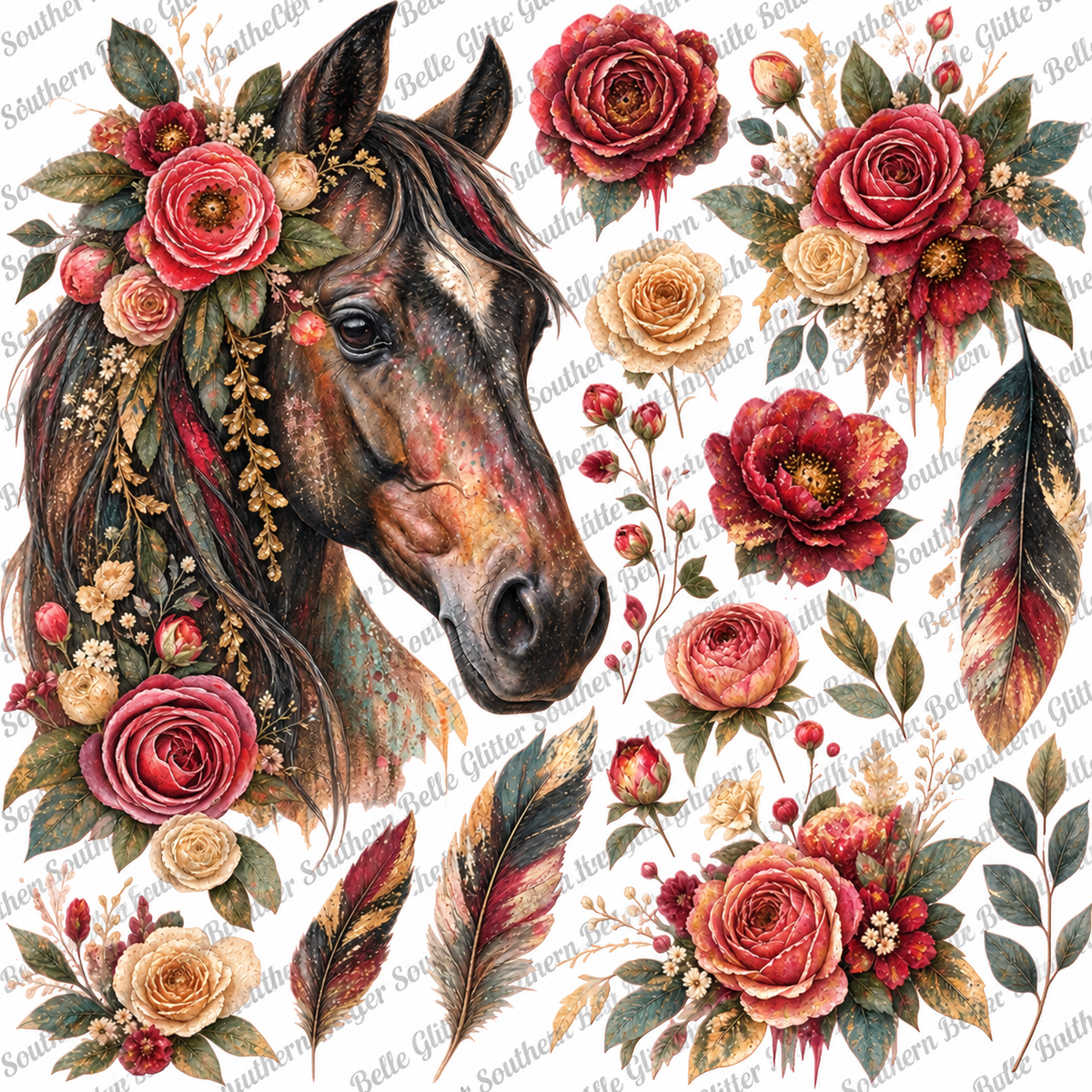 Rose Adorned Horse – UVDTF Accent Sheet