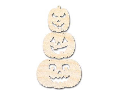 Unfinished Wood Hanging Stacked Pumpkins Door Sign | 3 Piece | DIY Craft Cutout | up to 46" DIY