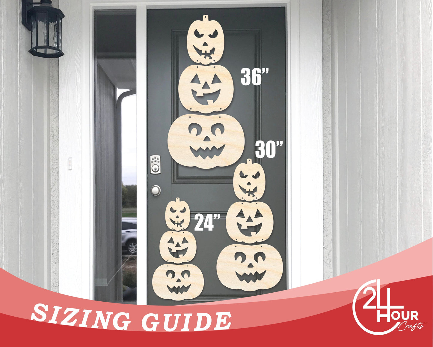 Unfinished Wood Hanging Stacked Pumpkins Door Sign | 3 Piece | DIY Craft Cutout | up to 46" DIY