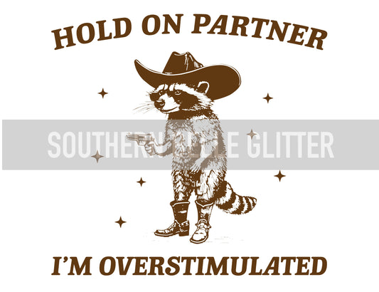 Hold on Partner I'm overstimulated (raccoon)