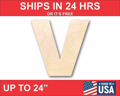 Unfinished Wood Block Letter V - Craft - up to 46" DIY