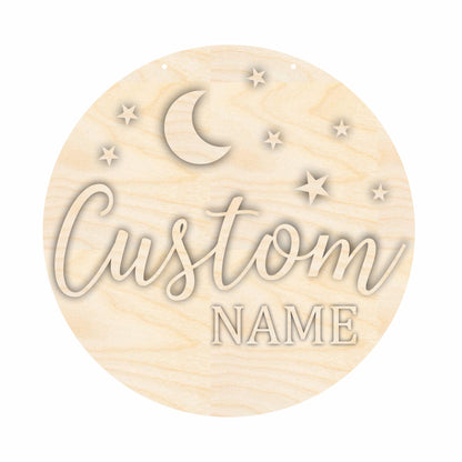 Unfinished Wood Custom Name Night Time Door Sign Kit | Wood Craft Cutouts | 1/4" Thick |