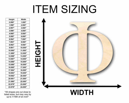 Unfinished Wood Phi Silhouette - Craft- up to 46" DIY