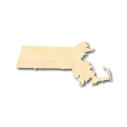 Unfinished Wood Massachusetts Shape - State - Craft - up to 46" DIY
