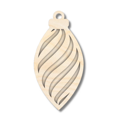Unfinished Wood Layered Christmas Bulb Ornaments | 2 Piece | 5" Tall | 1/8" Wood | Wood Craft DIY