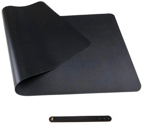 Black/Black Faux Leather Desk Mat