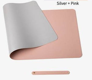 Pink/Silver Faux Leather Desk Mat